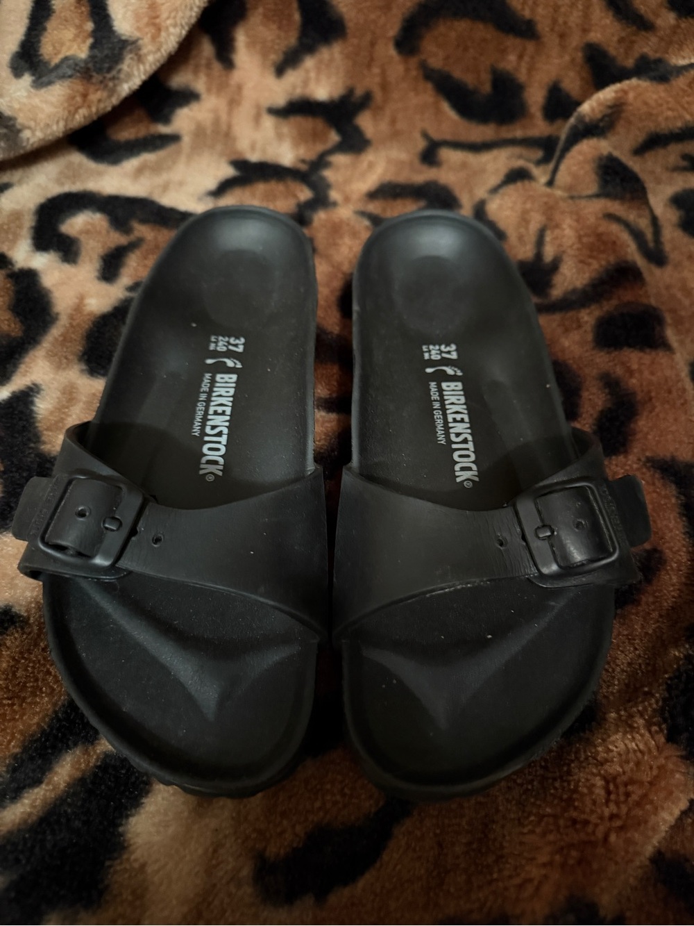 Birkenstock Black Single Strap Slide Sandals